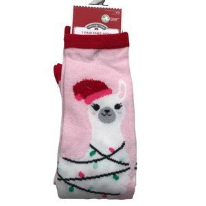 Holiday Time Women's Knee High Pink Christmas Llama Size 4-10 New